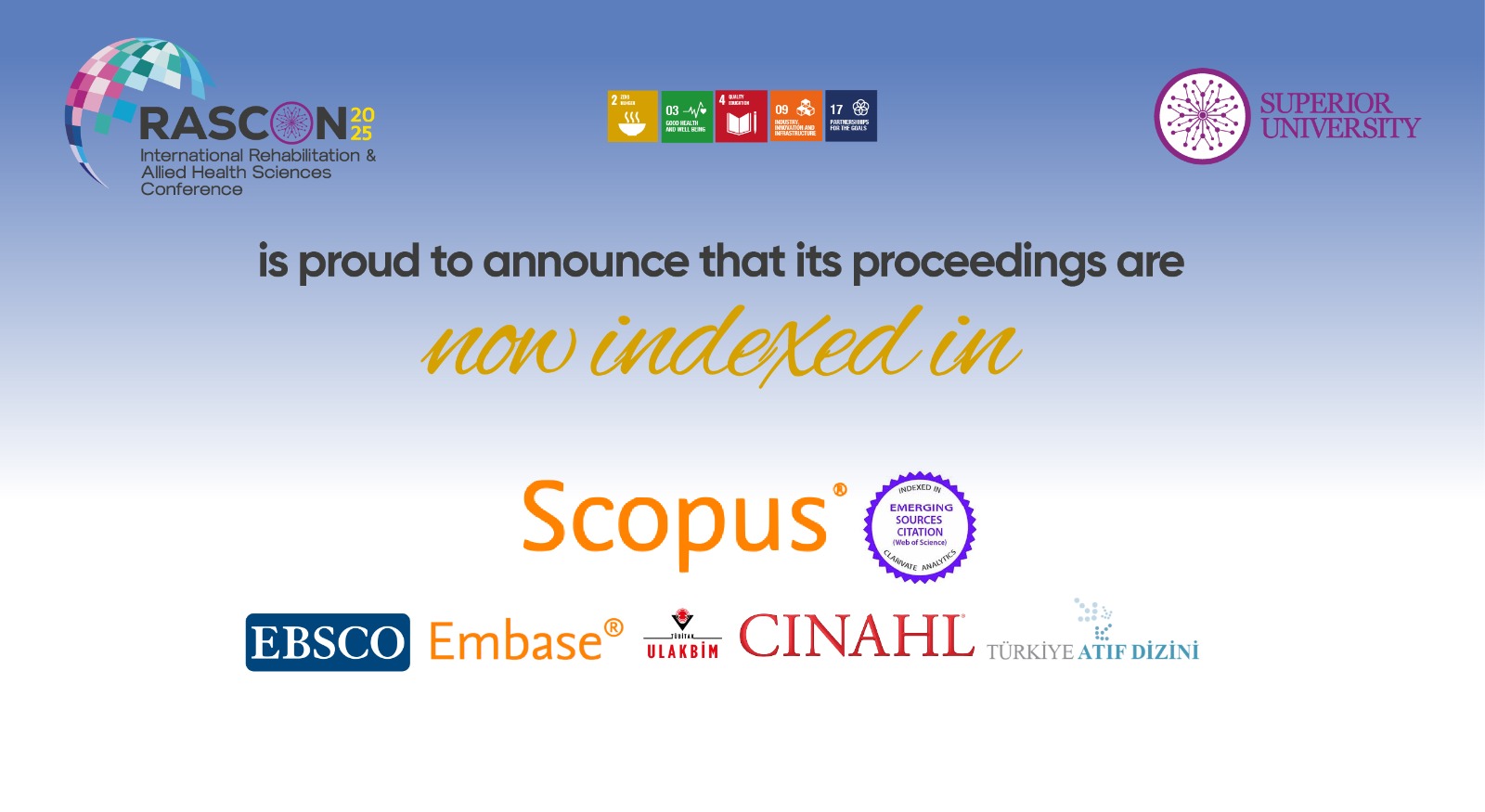 3rd International Rehabilitation & Allied Health Sciences Conference (RASCON-25) Gains Prestigious Categorization