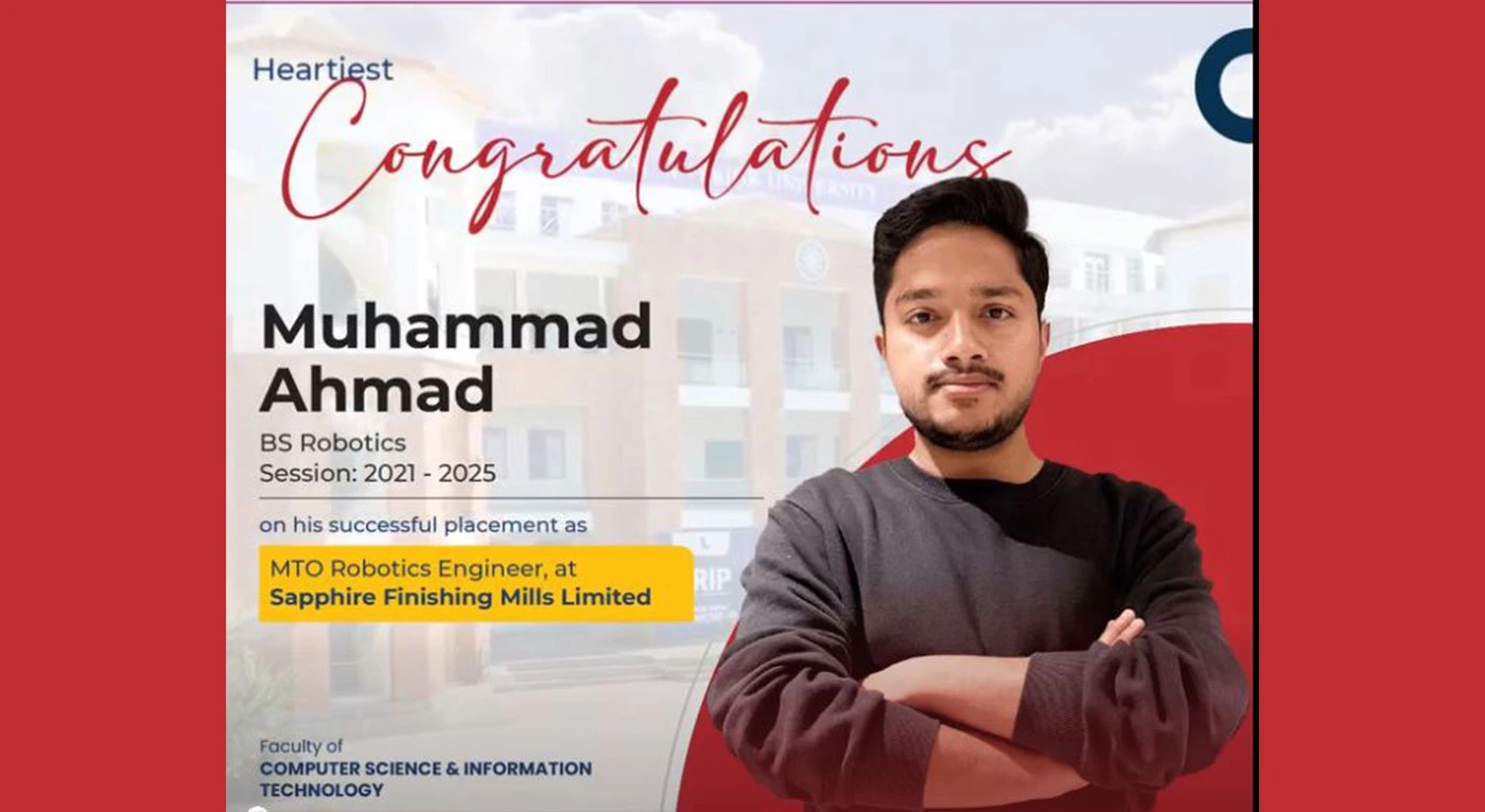 Superior University Celebrates the Placement Success of Muhammad Ahmad