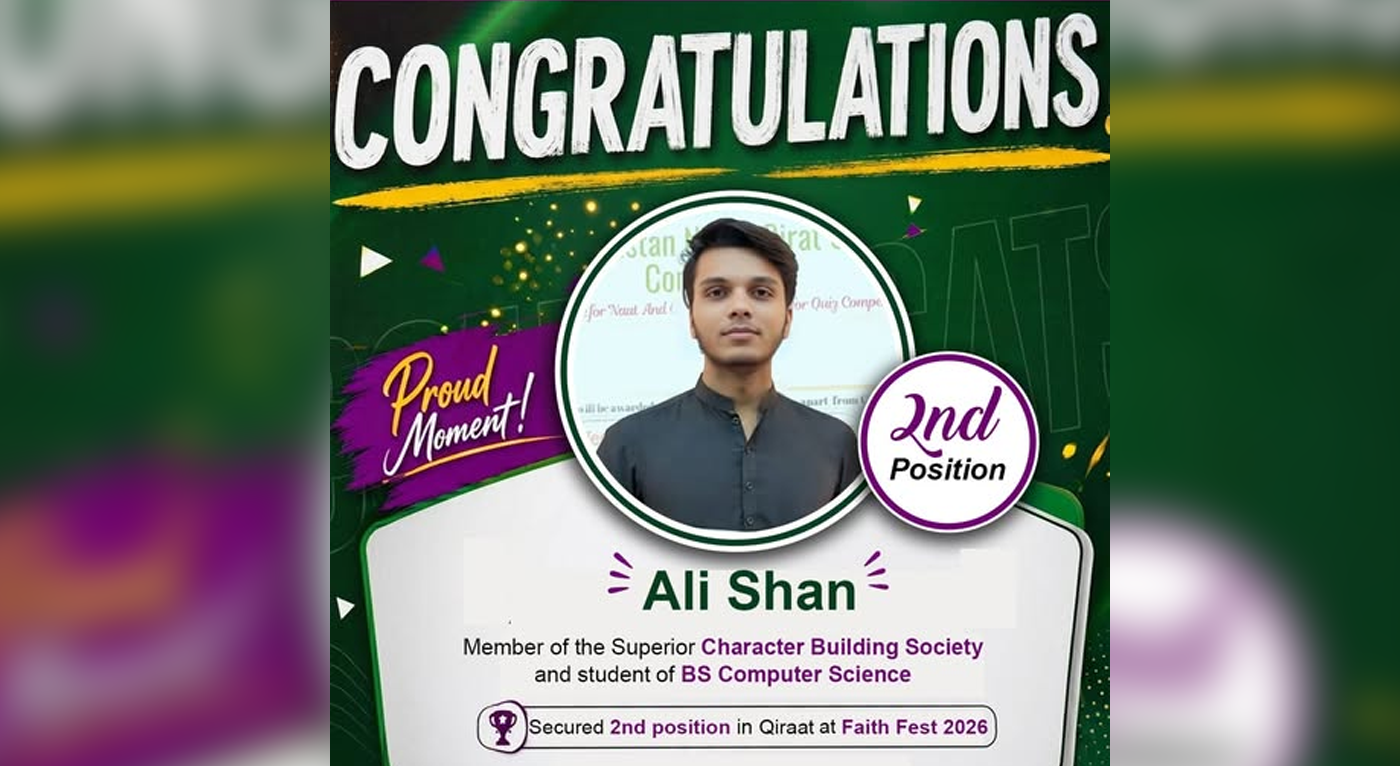 Superior University Celebrates Ali Shan’s Remarkable Achievement at Faith Fest 2026
