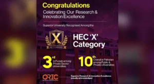 Superior University Earns Prestigious ‘X’ Category Recognition in HEC ORIC Validation Report 2024–25