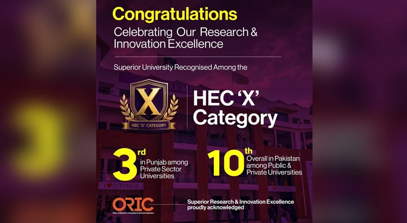 Superior University Earns Prestigious ‘X’ Category Recognition in HEC ORIC Validation Report 2024–25