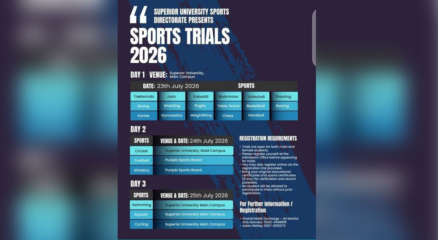 Superior University Announces Sports Trials 2026 for Future Champions